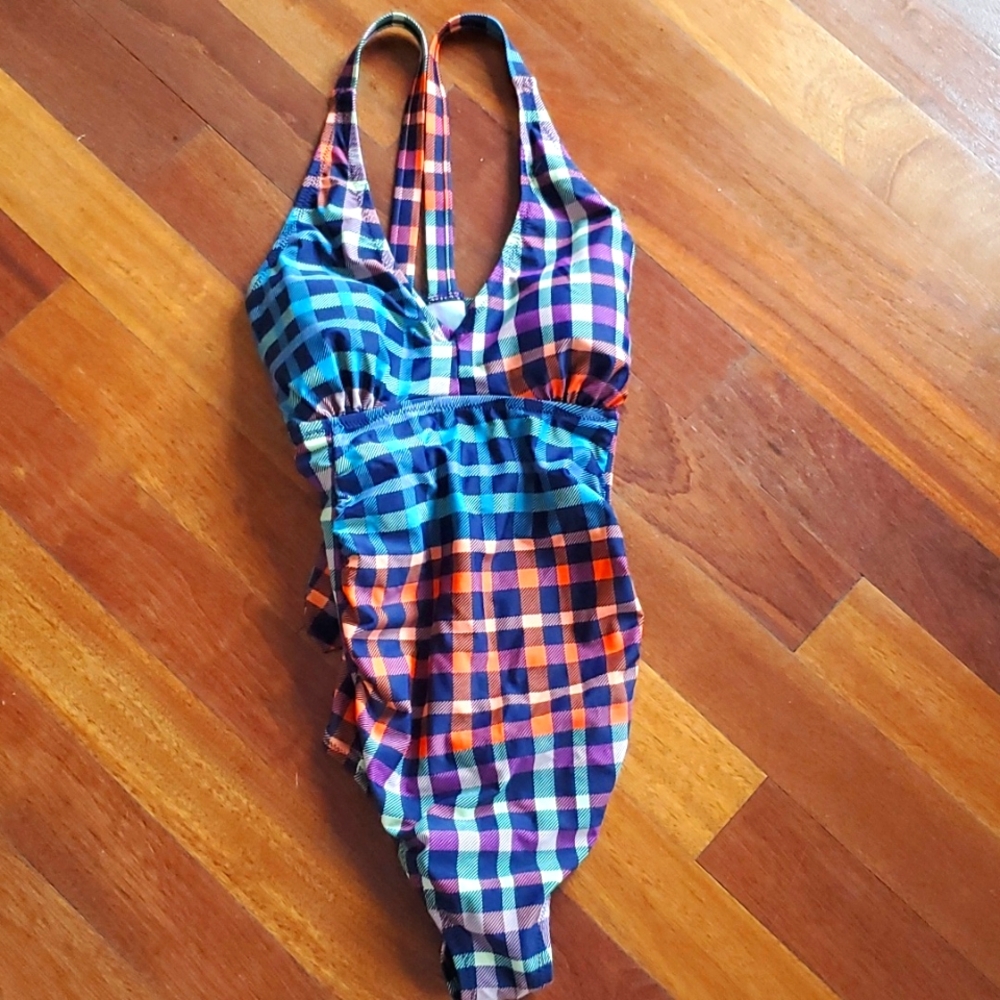 Maternity One-Piece Plaid Swimsuit